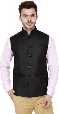 Badoliyasons Sleeveless Self Design Men Jacket