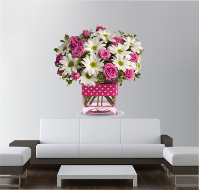 Divine studio 51 cm Beautiful Flower Vase Wall Sticker (51 cm x 50 cm) Self Adhesive Sticker(Pack of 1)