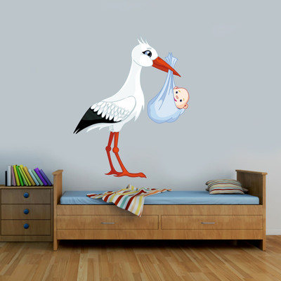 wildartcreation 77 cm A Bird With Human Baby Wall Sticker (77 cm x 62 cm) Self Adhesive Sticker(Pack of 1)