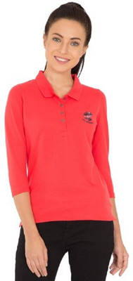JOCKEY Solid Women Polo Neck Red T-Shirt