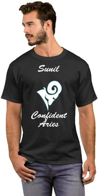 GNS Printed Men Round Neck White Black T-Shirt