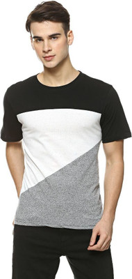 CAMPUS SUTRA Striped Men Round Neck Black T-Shirt