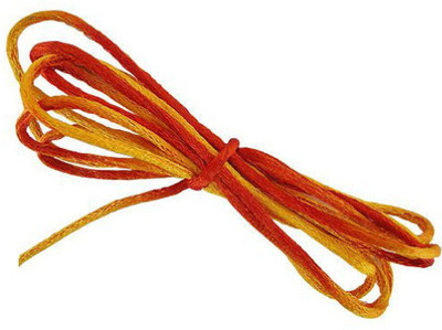 Woriox Silk Mauli - Kalawa - Raksha Sutra with two natural colours Red and Saffron in silk thread 5 Meters Thread(5 m Pack of1)