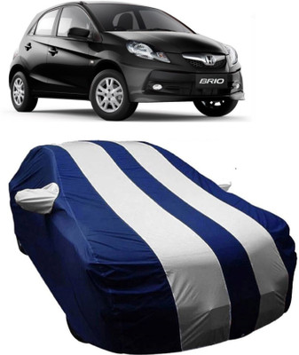 MoTRoX Car Cover For Honda Brio (With Mirror Pockets)(Blue, White)