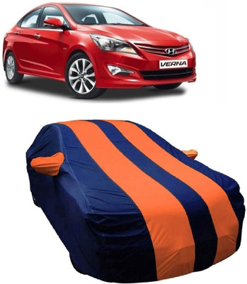 MoTRoX Car Cover For Hyundai Fluidic Verna 4S (With Mirror Pockets)(Blue, Orange)
