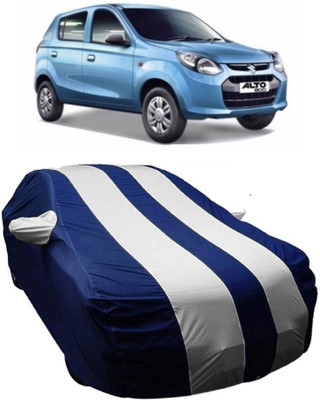 MoTRoX Car Cover For Maruti Suzuki Alto 800 (With Mirror Pockets)(Blue, White)