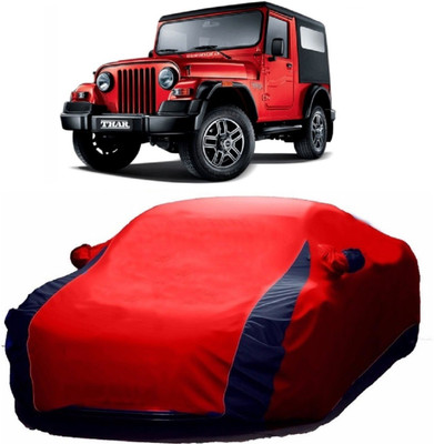 MoTRoX Car Cover For Mahindra Thar (With Mirror Pockets)(Blue, Red)