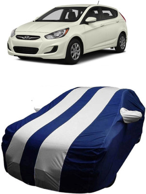 MoTRoX Car Cover For Hyundai Accent (With Mirror Pockets)(Blue, White)