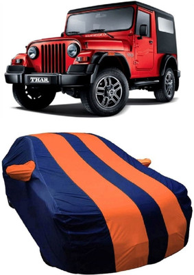MoTRoX Car Cover For Mahindra Thar (With Mirror Pockets)(Blue, Orange)