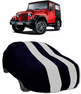 MoTRoX Car Cover For Mahindra Thar (Without Mirror Pockets)(Red, White)