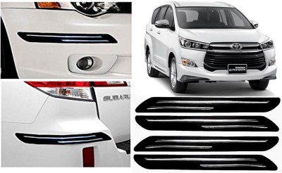 Auto Kite Plastic, Silver Plated Car Bumper Guard(Black, Silver, Pack of 4Pcs Double Chrome Bumper Protector, Toyota, Innova)