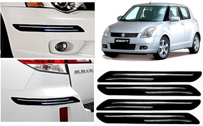 Auto Kite Plastic, Silver Plated Car Bumper Guard(Black, Silver, Pack of 4Pcs Double Chrome Bumper Protector, Maruti, Swift)