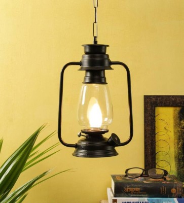 VAGalleryKing Flush Mount Tradistinal Lanterns Rustic Hanging Pedant Light Pendants Ceiling Lamp(Black)