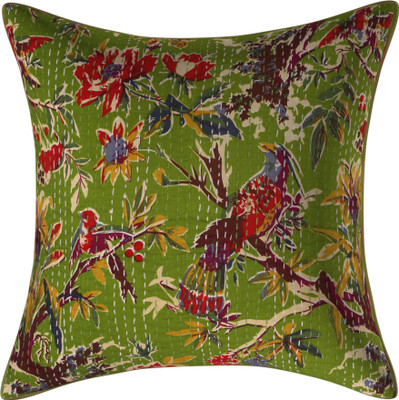 JGS Floral Cushions & Pillows Cover(40 cm*40 cm, Green)
