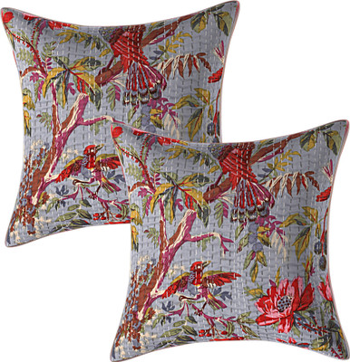 JGS Floral Cushions & Pillows Cover(Pack of 2, 40 cm*40 cm, Grey)