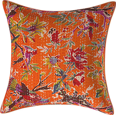 JGS Floral Cushions & Pillows Cover(40 cm*40 cm, Orange)