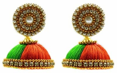 GOELX Indi Style Silk Thread Jhumki Earring Set Fabric Jhumki Earring