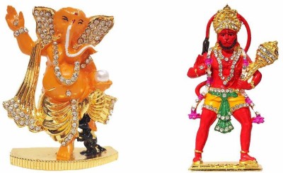 Swarnim Jewellers Lord Ganesha Decorative Showpiece  -  10 cm(Brass, Multicolor)