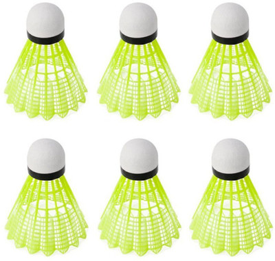 TIMA 6-Pack Nylon Shuttlecocks Nylon Shuttle  - Yellow(Medium, 77, Pack of 6)