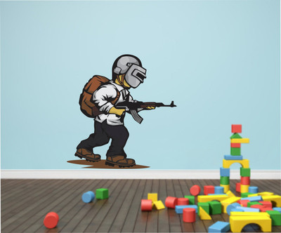 Divine studio 79 cm PLAYER UNKNOWN BATTLEGROUNDS PUBG gun cartoon Wall Sticker Self Adhesive Sticker(Pack of 1)