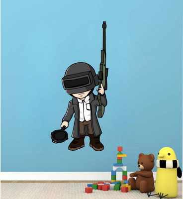 SUDARSHAN STICKER 104 cm PLAYER UNKNOWN BATTLEGROUNDS PUBG gun cartoon Wall Sticker Self Adhesive Sticker(Pack of 1)