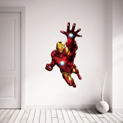 wildartcreation 66 cm Iron Man Cartoon Decorative Wall Sticker Self Adhesive Sticker(Pack of 1)