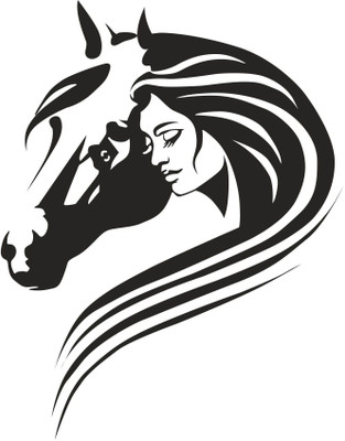 wildartcreation 72 cm silhouette of girl and horse Wall Stickers ( 72Cm X 57Cm ) Self Adhesive Sticker(Pack of 1)