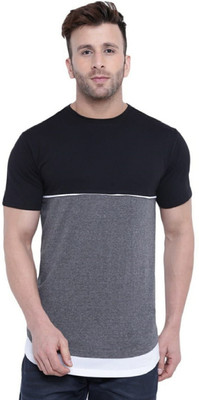 FASHNET Colorblock Men Round Neck Blue, Grey T-Shirt