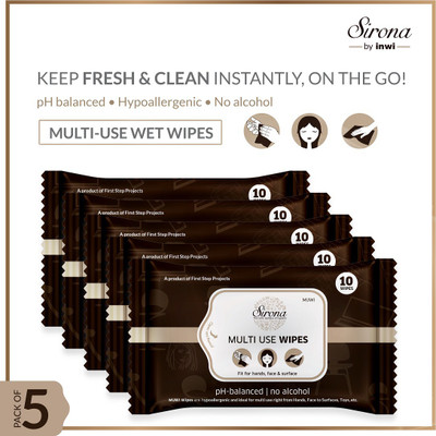 SIRONA Multi Use Wet Wipes 50 Wipes 5 Pack 5 Wipes