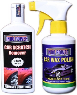 INDOPOWER CAR SCRATCH REMOVER 100gm+ CAR WAX POLISH GUN 250ml Combo