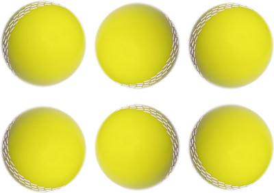 TIMA Cricket Ball Genuine Quality Poly Pvc Coated Hard Cricket Ball (Yellow) Cricket Tennis Ball(Standard, Pack of 6, Yellow)