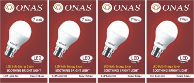 Onas 7 W Standard B22 LED Bulb(White, Pack of 4)
