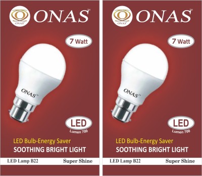 Onas 7 W Standard B22 LED Bulb(White, Pack of 2)