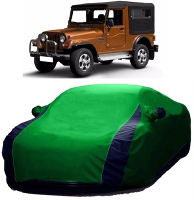 MoTRoX Car Cover For Mahindra Jeep (With Mirror Pockets)(Blue, Green)