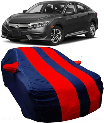 MoTRoX Car Cover For Honda Civic (With Mirror Pockets)(Blue, Red)