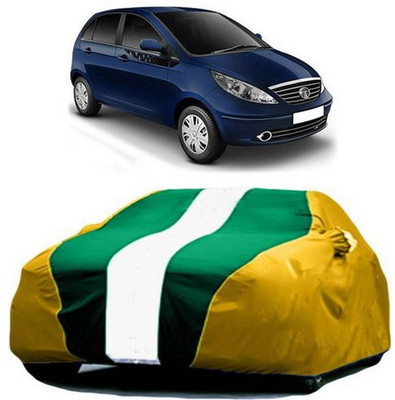 HDSERVICES Car Cover For Tata Vista (With Mirror Pockets)(Yellow, Green)