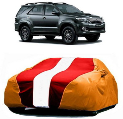 HDSERVICES Car Cover For Toyota Fortuner Old (With Mirror Pockets)(Red, Orange)
