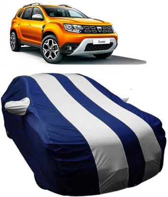 MoTRoX Car Cover For Renault Duster (With Mirror Pockets)(Blue, White)