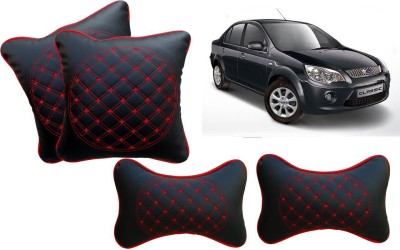 AUTO PEARL Black, Red Leatherite Car Pillow Cushion for Ford(Rectangular, Pack of 4)