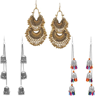 Peacock Gold plated handmade long chain pearl earrings at 1650  Azilaa