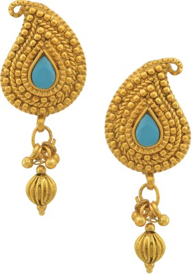 MissMister Gold plated rarawa work Firoza earrings Fashion Women Latest Brass Stud Earring