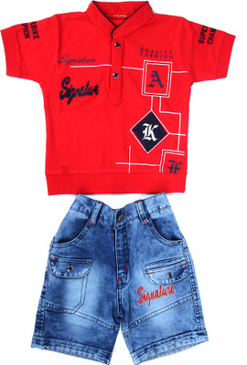 Zadmus Kids Baby Boys Casual T-shirt Shorts(Red)