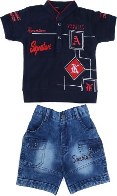 Zadmus Kids Baby Boys Casual T-shirt Shorts(Blue)