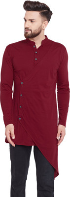 Chill Winston Men Solid Asymmetric Kurta(Maroon)