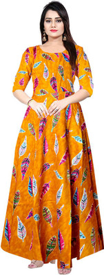 Trendy Fab Women Printed Flared Kurta(Multicolor)