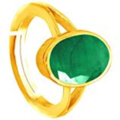 raviour lifestyle Emerald Panna 5.00 Ratti 100%Original Gemstone Asthdhatu Ring Metal Gold Plated Ring