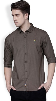 LOCOMOTIVE Men Solid Casual Brown Shirt