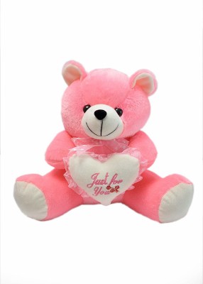 jassi toys Soft Plush Teddy Bear with Heart for Kids  - 30 cm(Pink)