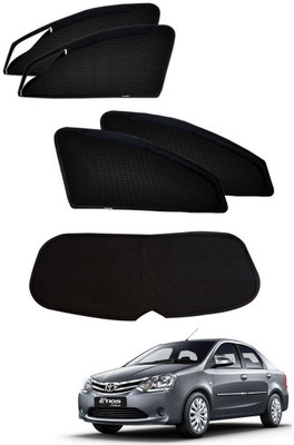 AuTO ADDiCT Side Window, Rear Window Sun Shade For Toyota Etios(Black)