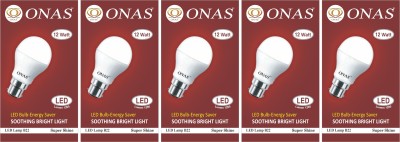 Onas 12 W Standard B22 LED Bulb(White, Pack of 5)